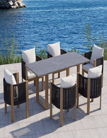 Outdoor Dining Set – Teak Table + 6 Chairs